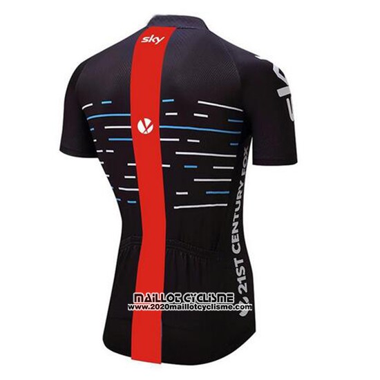2018 Maillot Ciclismo Sky Noir et Rouge Manches Courtes et Cuissard